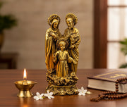 StonKraft Brass Holy Family of Mother Mary, Joseph, Jesus Christ Idol Statue Sculpture - (7.5" Inches Height)