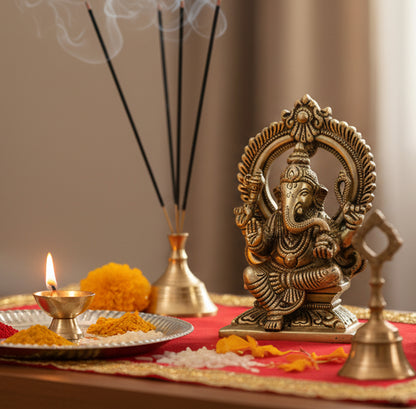 eSplanade Brass Ganesh Ganesha Ganpati Vinayak Showpiece | Murti Idol Statue Sculpture - 5.75" Inches