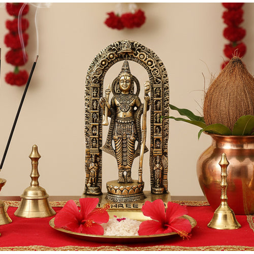 ESPLANADE Brass Ram Lalla Shri Ram Ayodhya Temple Murti Idol Statue Sculpture | Golden - 7 Inches