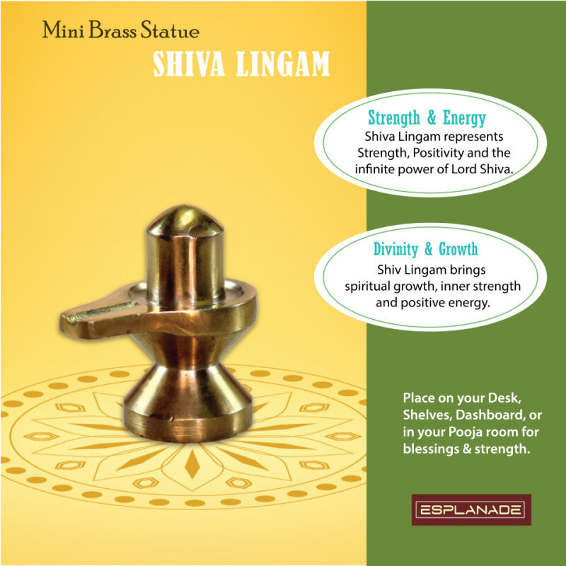 ESPLANADE Brass Shiva Lingam Idol 2.5 in Car Dashboard God Idol for Home for Desk Decor | Antique Decor Item | Home Decor Gift Showpieces