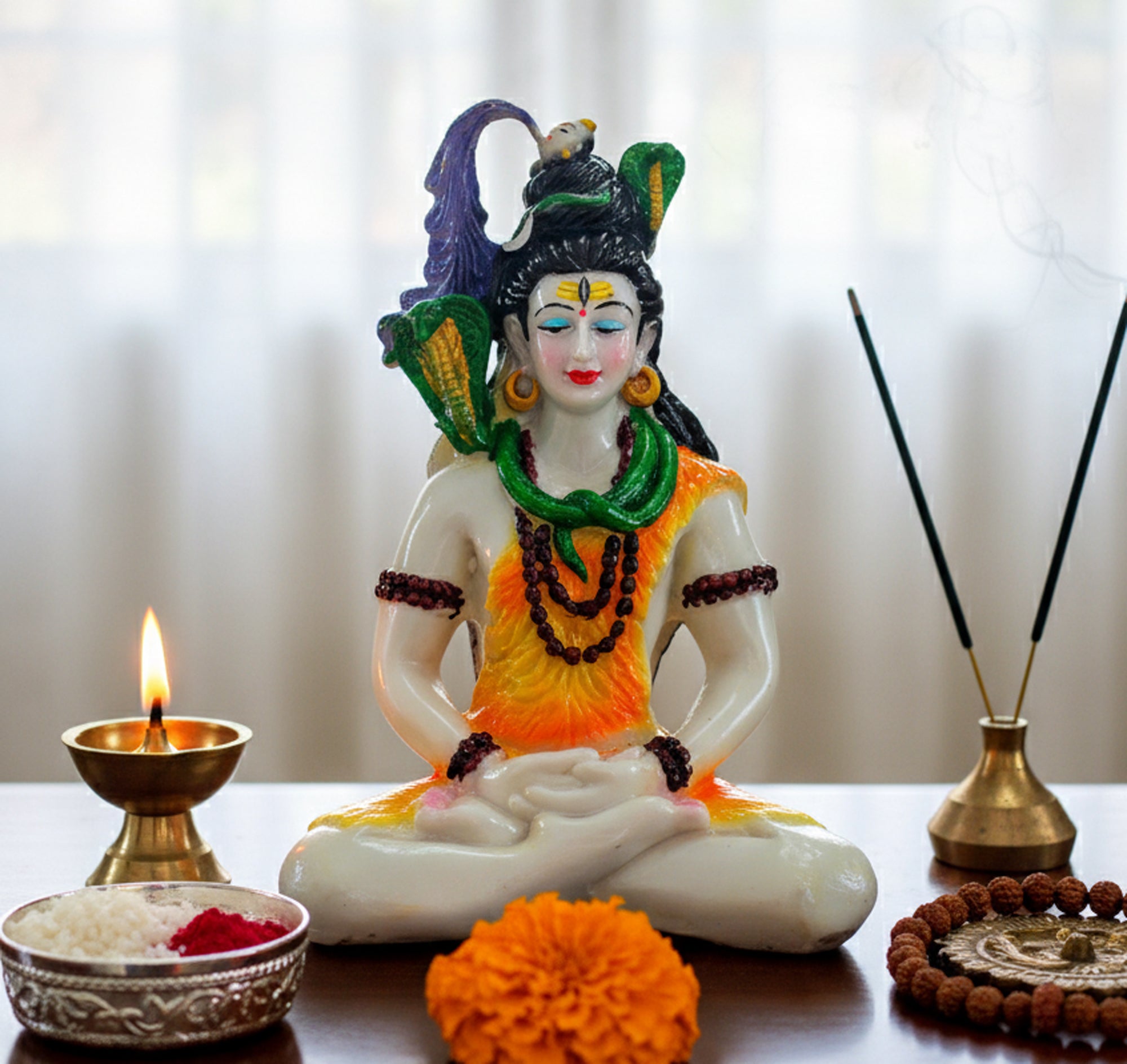 Esplanade Resin Shiva Shiv Adiyogi Natraj Idol Murti Figurine for Pooja at Home and mandir - 9" Inches - Multi